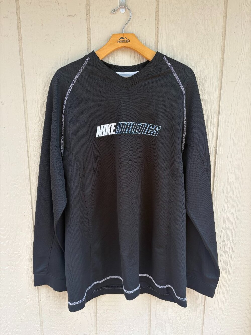 Vintage Y2K Nike Athletics Long Sleeve Men's XL Black‎ V-Neck Pullover Sports
